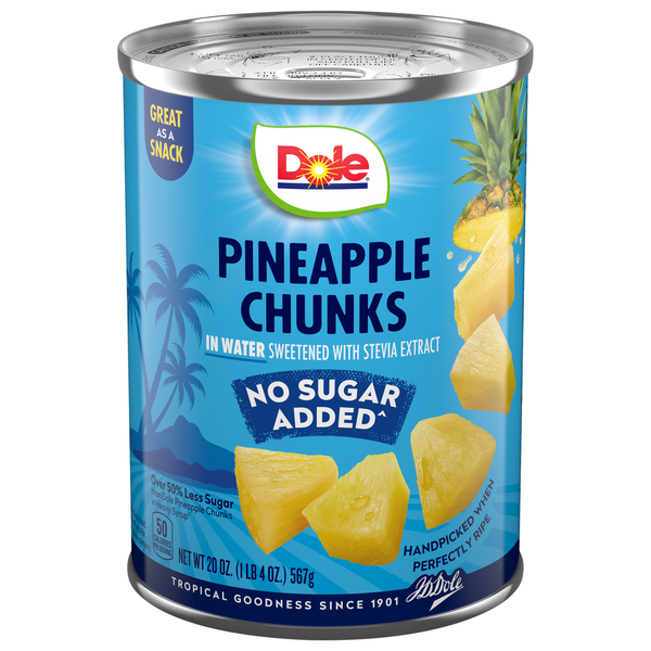 Dole in Water Sweetened with Stevia Extract Pineapple Chunks