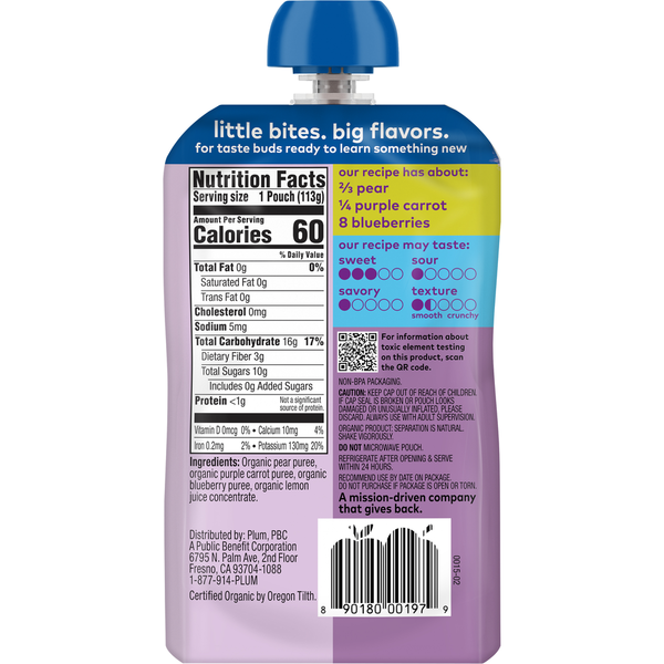 Plum Organics Pear, Purple Carrot & Blueberry Baby Food