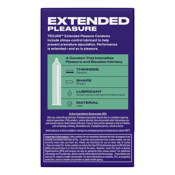 Trojan Extended Pleasure Climax-Control Latex Lubricated Condoms