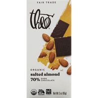 Theo Chocolate Dark Chocolate, Organic, Salted Almond, 70%