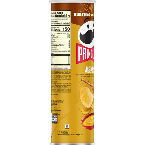 Pringles Honey Mustard Potato Crisps Chips, Lunch Snacks, 5.5 oz