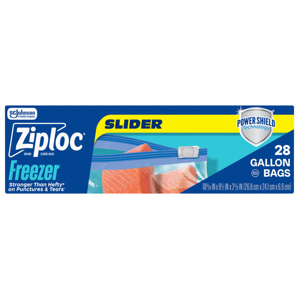 Ziploc Gallon Freezer Slider Bags, Power Shield™ Technology for More Durability