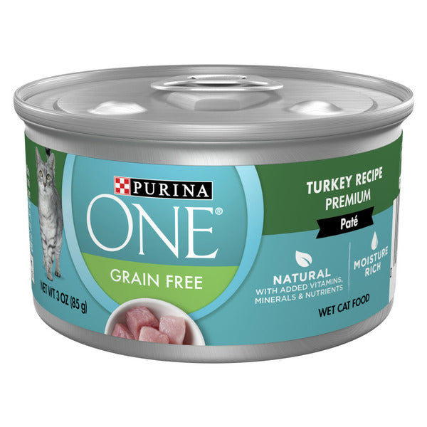 Purina ONE Natural, High Protein, Grain Free Wet Cat Food Pate, Turkey Recipe DestGlow