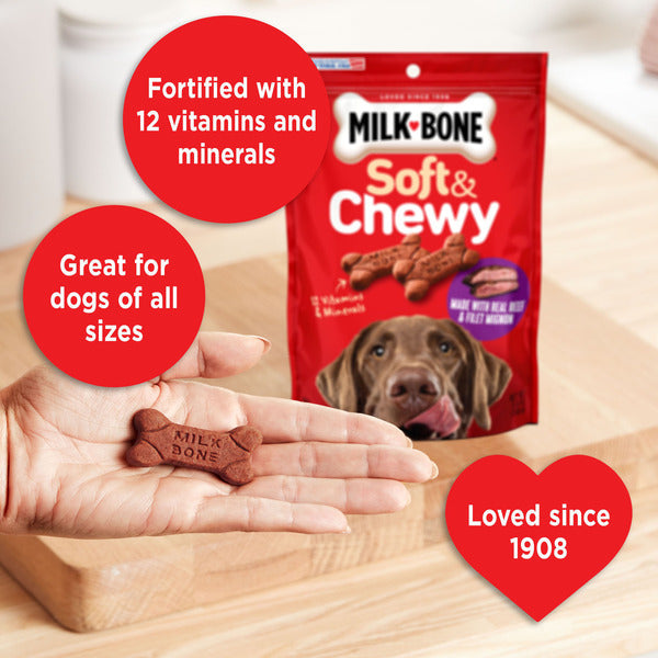 Milk-Bone Soft and Chewy Dog Treats, Beef & Filet Mignon Recipe With Chuck Roast