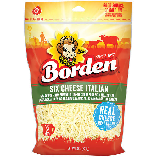Borden Finely Shredded Cheese, Six Cheese Italian Blend