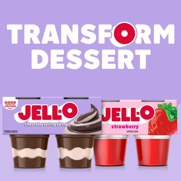 Jell-O Original Chocolate Vanilla Swirls Refrigerated Pudding Cup Snacks