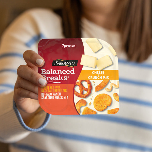 Sargento Balanced Breaks® Cheese + Crunch Mix Monterey Jack Natural Cheese and Buffalo Ranch Seasoned Snack Mix of Pretzels, Roasted Cashews, Corn Sticks, Toasted Bread Chips, Pita Chips, 3-Pack DestGlow