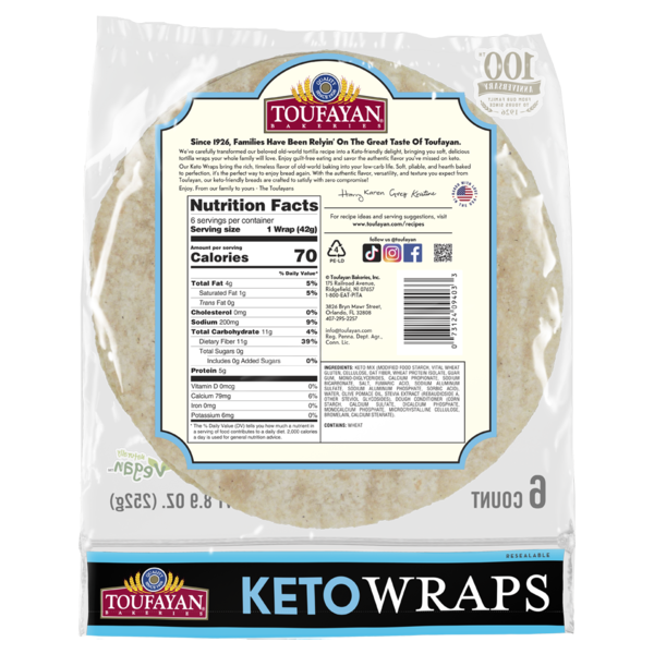 Toufayan Bakeries Keto Wraps