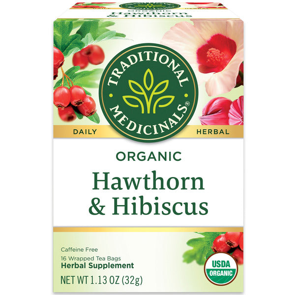 Traditional Medicinals Organic Hawthorn with Hibiscus, Caffeine Free Herbal Tea