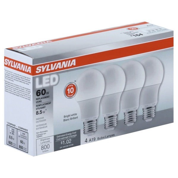 SYLVANIA Light Bulbs, LED, Bright White, 8.5 Watts
