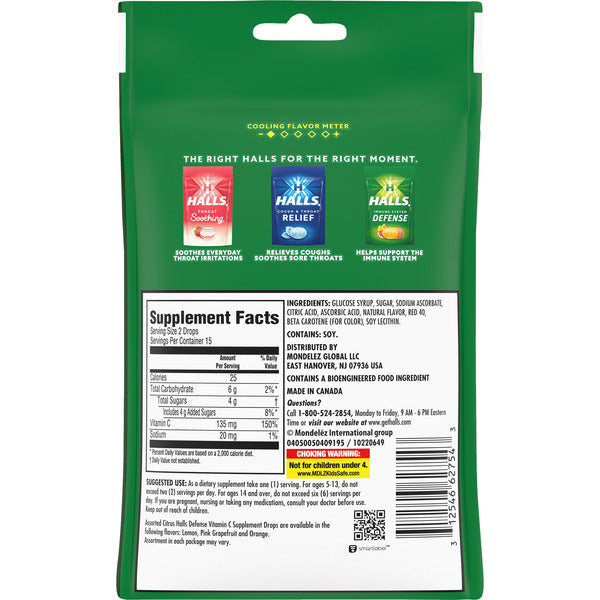 Halls Defense Assorted Citrus Vitamin C Drops 3 oz