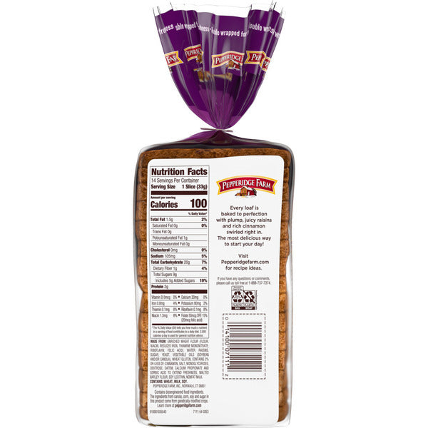 Pepperidge Farm Raisin Cinnamon Swirl Bread