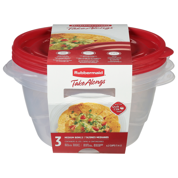 Rubbermaid Containers & Lids, Medium Bowls, 6.2 Cups