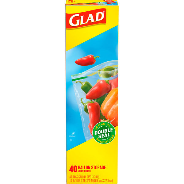 Glad Zipper Gallon Food Storage Plastic Bags