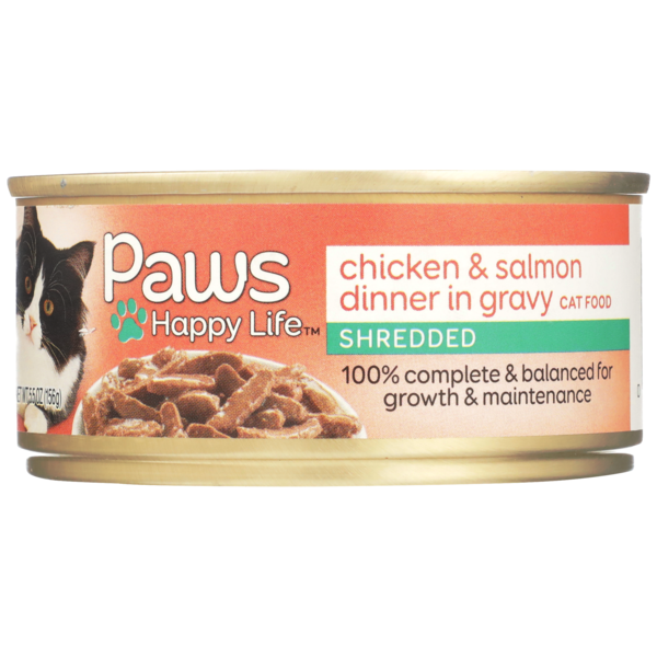 Paws Happy Life Chicken & Salmon Dinner In Gravy Shredded Cat Food