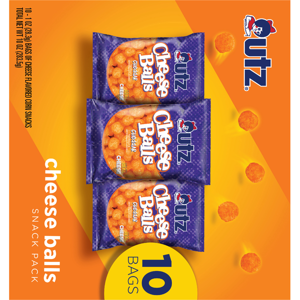 Utz Cheese Balls, Cheddar, Snack Pack