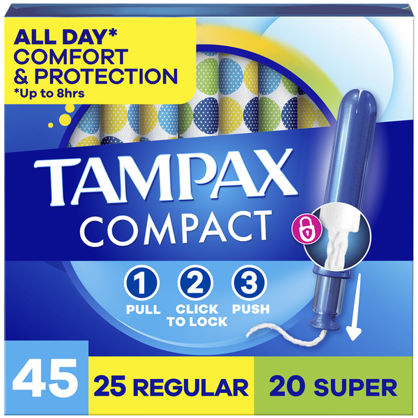 TAMPAX Compact Pearl Tampons Multipack, with LeakGuard Braid & Extendable Applicator