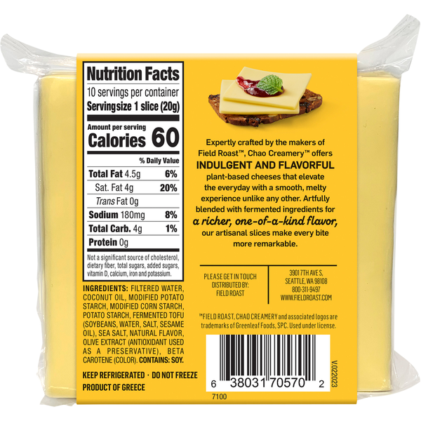 Field Roast Plant-Based Slices, Creamy Original