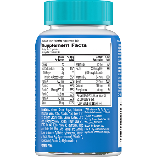 One A Day Multivitamin/Multimineral Supplement, for Him, Teen, Gummies