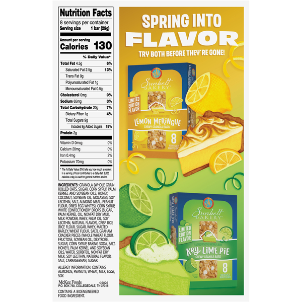 Sunbelt Bakery Chewy Key Lime Pie Granola Bars