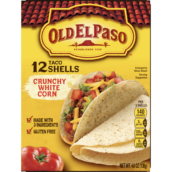 Old El Paso Crunchy White Corn Taco Shells, Gluten Free