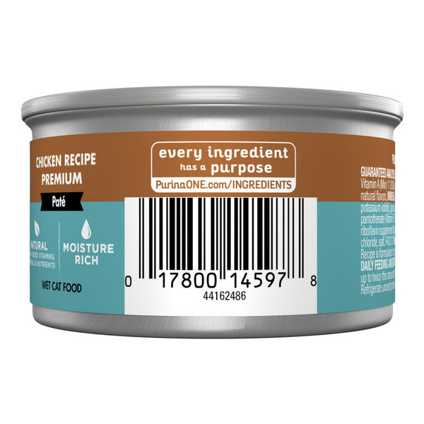 Purina ONE Natural, Grain Free Wet Cat Food Pate, Chicken Recipe