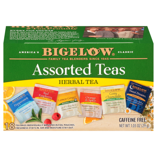 Bigelow Six Assorted, Caffeine Free Herbal Tea Bags