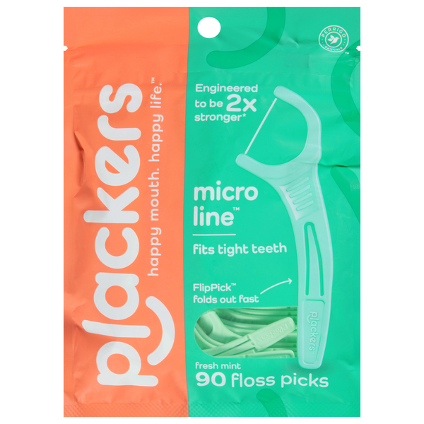 Plackers Micro Mint Floss Picks, Fresh Mint