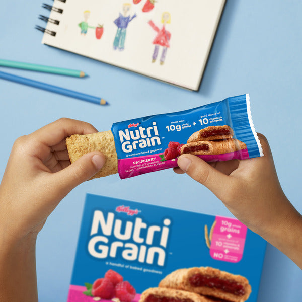 Kellogg’s Nutri-Grain Raspberry Breakfast Bars, Made with 10g Whole Grains, 8 Count