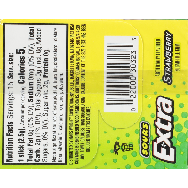 Extra Sugar-Free Sours Strawberry Gum