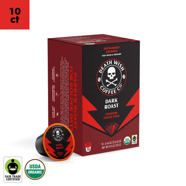 Death Wish Coffee Dark Roast, Organic and Fair Trade, Single Serve Coffee Pods