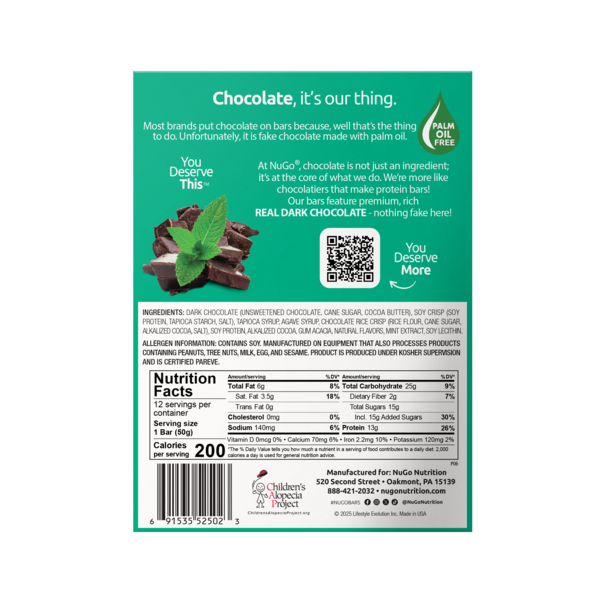 NuGo Dark Mint Chocolate Chip Vegan, Gluten Free Protein Bar