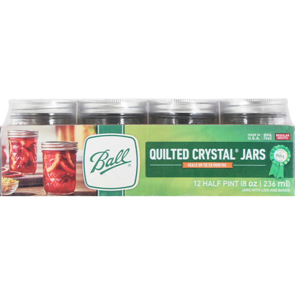 Ball Freezer Safe Quilted Crystal Jelly Jars Regular Mouth