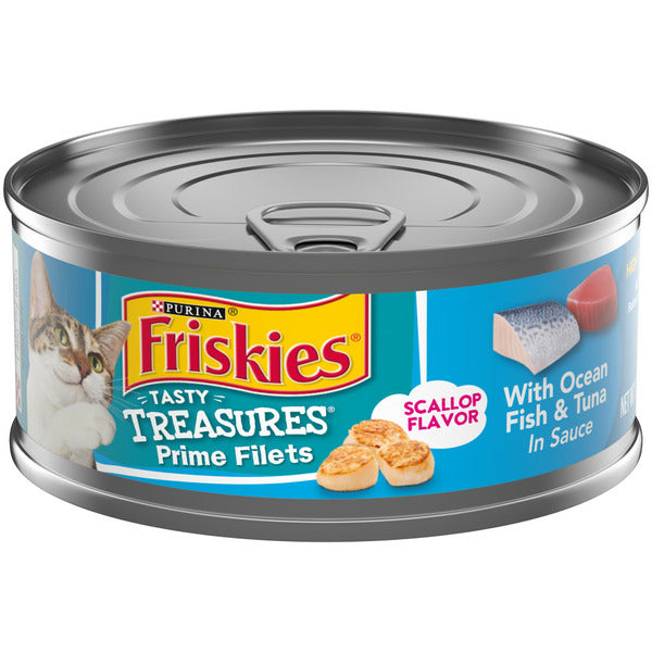 Purina Friskies Pate Wet Cat Food, Tasty Treasures With Ocean Fish & Tuna and Scallop Flavor DestGlow