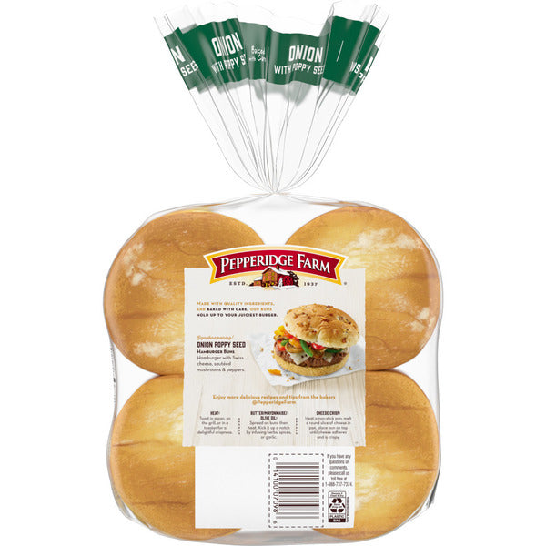 Pepperidge Farm Onion with Poppy Seeds Hamburger Buns