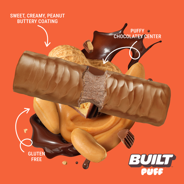 BUILT Protein Snack Bar Puff, Peanut Butter Cup, 4 Count Box
