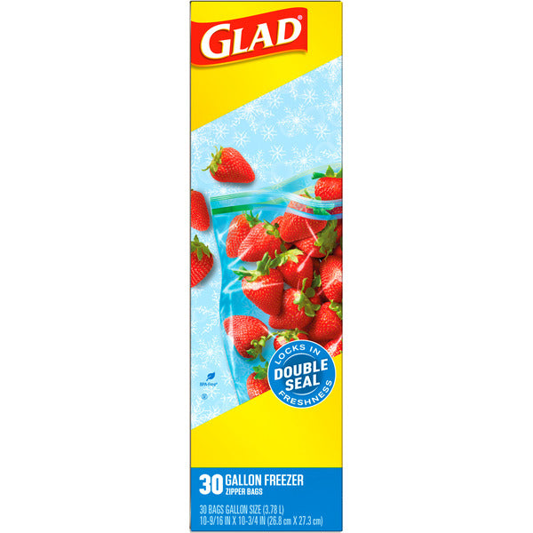 Glad Zipper Gallon Freezer Storage Plastic Bags
