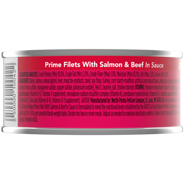 Purina Friskies Wet Cat Food, Prime Filets With Salmon & Beef in Sauce