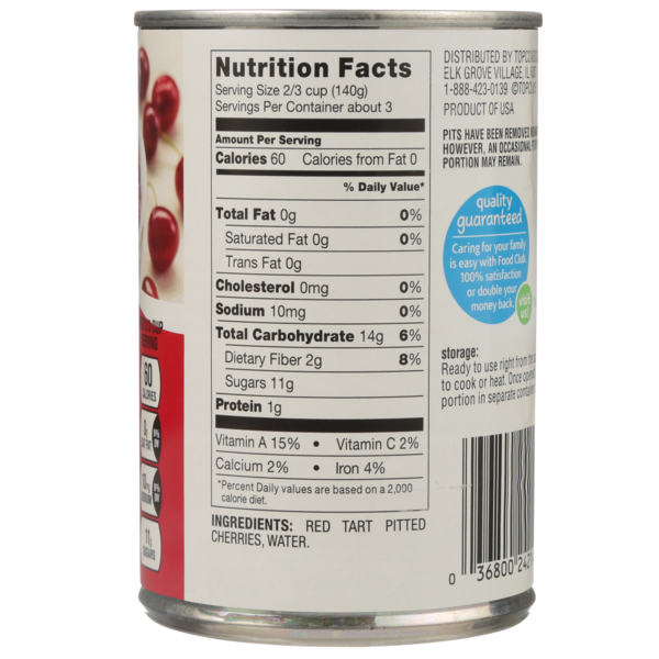 Food Club Red Tart Whole Pitted Cherries In Water