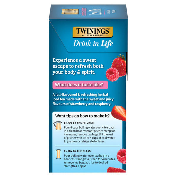 Twinings Strawberry & Raspberry Flavoured Herbal Iced Tea Bags
