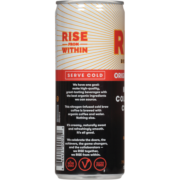 RISE Brewing Co. Coffee, Dairy Free, Nitro Cold Brew, Original Black
