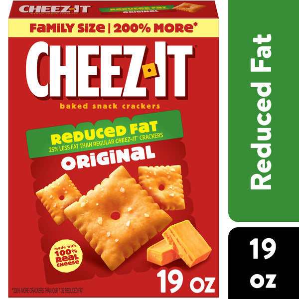 Cheez-It Reduced Fat Original Cheese Crackers, Baked Snack Crackers, Family Size, 19 oz