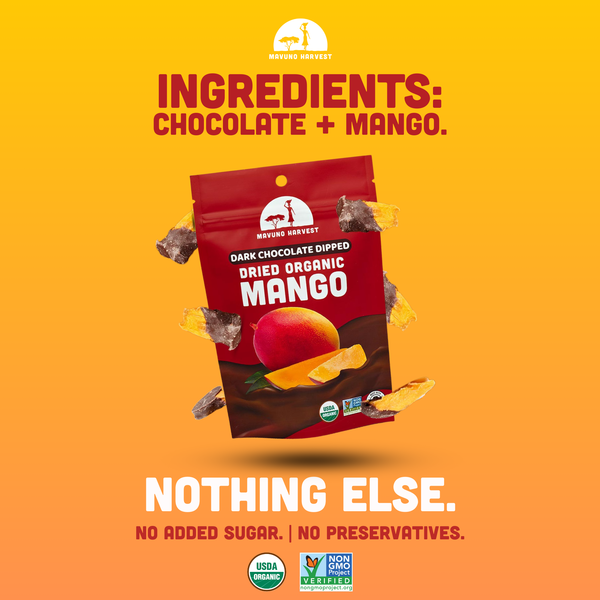 Mavuno Harvest Organic Dried Mango Dipped in Dark Chocolate