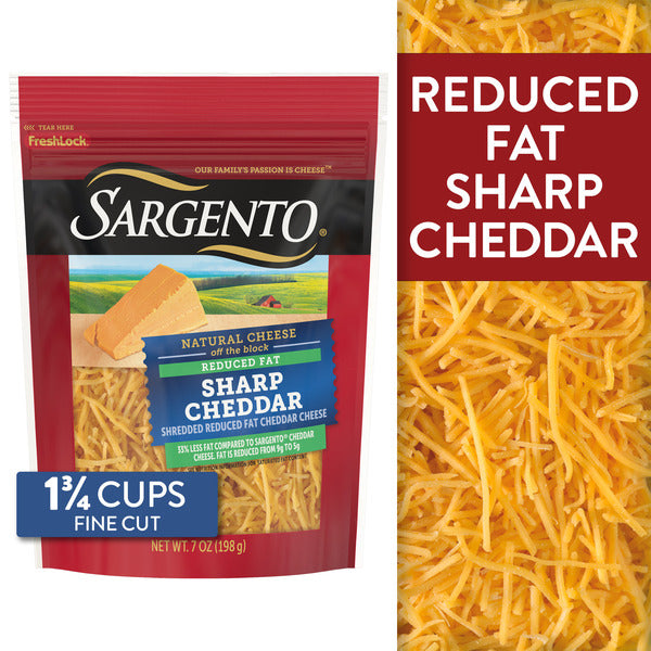 Sargento Reduced Fat Natural Sharp Cheddar Shredded Cheese, Fine Cut, 7 oz