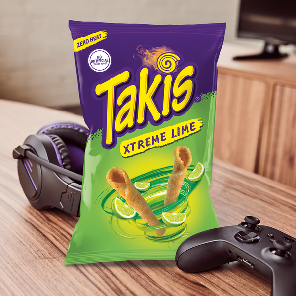 Takis Xtreme Lime 9.9 oz Sharing Size Bag, Lime Flavored Non-Spicy Zesty Rolled Tortilla Chips