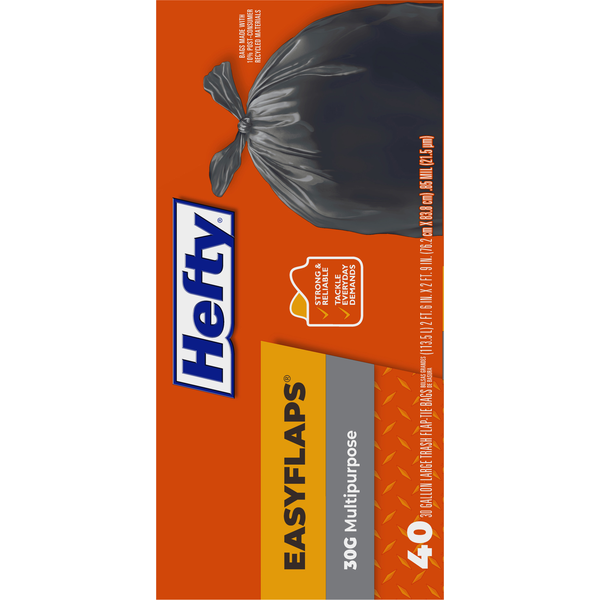 Hefty Trash Bags, Flap Tie, Multipurpose, Large