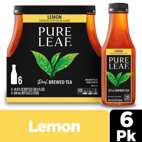 Pure Leaf Real Brewed Tea Lemon 16.9 Fl Oz, 6 Count
