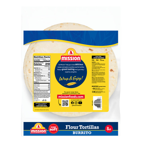 Mission Flour Burrito Tortillas, Large