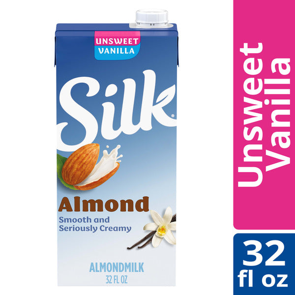 Silk Shelf-Stable Almond Milk, Unsweetened Vanilla, Dairy-Free, Vegan, Non-GMO Project Verified, 1 Quart