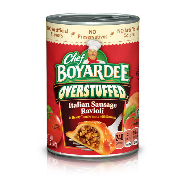 Chef Boyardee Overstuffed Italian Sausage Ravioli in Tomato Sauce with Sausage